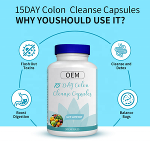 Benutzer definierte natürliche 15 Tage Colon Cleanse Hartge latin kapseln 30-zählige Kräuter ergänzungen für Darm unterstützung - Product Image 6