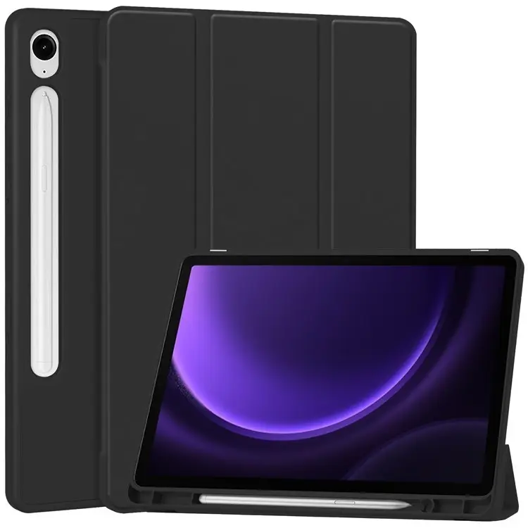 Para Samsung Galaxy Tab S9 FE Caixa De Couro Tri fold Stand Pen Slot Tablet Capa