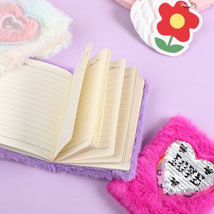LABON心形毛绒笔记本小卡通毛绒女孩可爱迷你记事本规划师 - Product Image 4