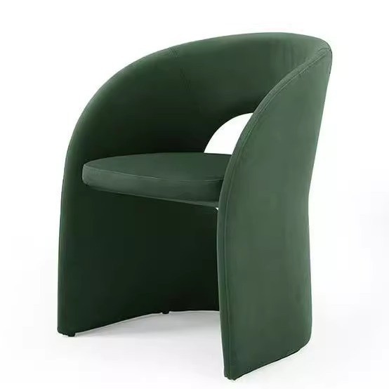 Fauteuil individuel vert foncé en coton et lin.
