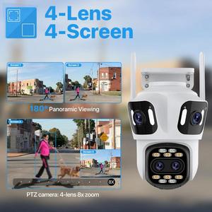 ICsee 12MP 3K IP kamera dört Lens dört ekran 8X optik Zoom İnsan algılama izleme açık Ptz Wifi ağ kamerası - Product Image 3