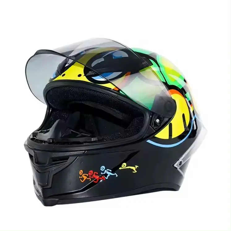 Hot sell Double Visor Black Full Face Motorcycle Safety Helmets