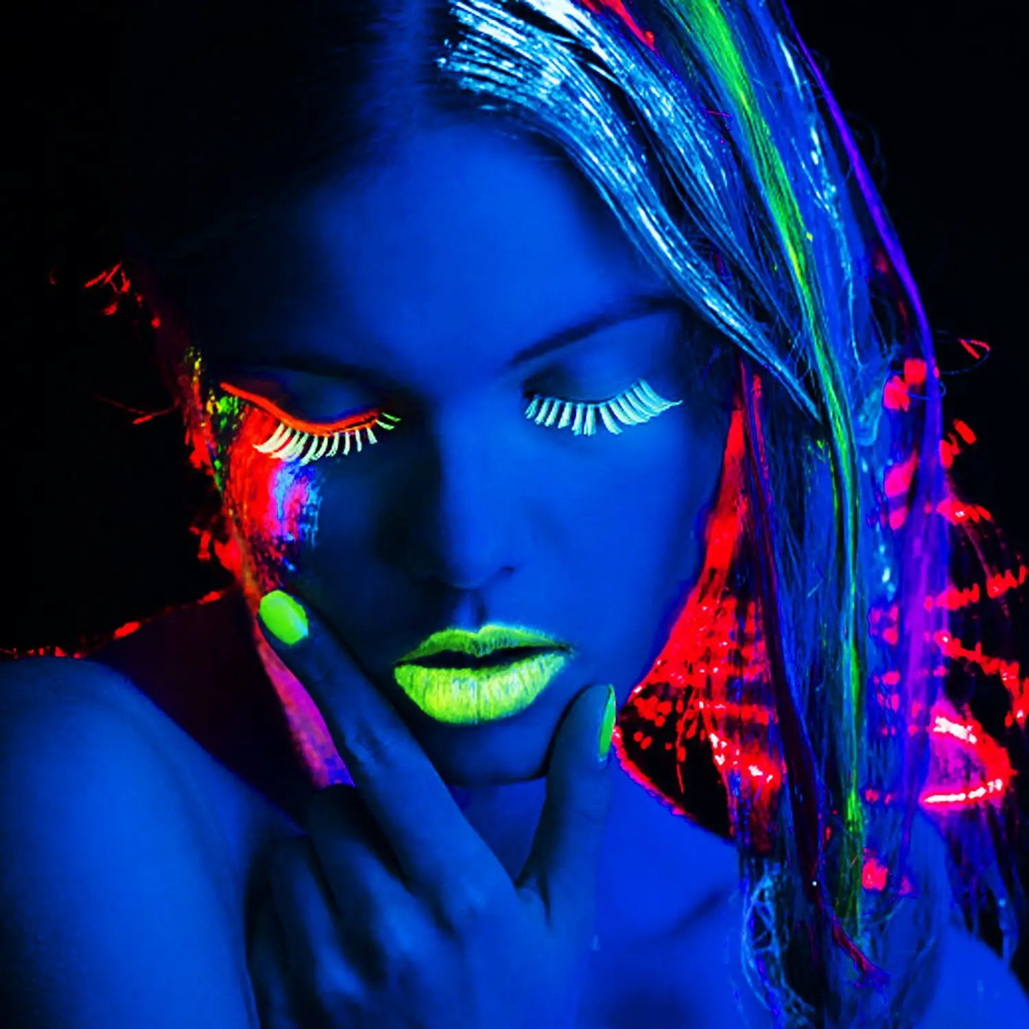 Juego de tubos de pintura para rostro y cuerpo, pinturas líquidas de neón reactivas con luz negra UV que brillan en la oscuridad