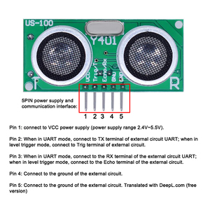 US-100 <strong>Ultrasonic</strong> <strong>Sensor</strong> Module DC 2.4V - 5V With Temperature Compensation Range Distance 450cm for <strong>Arduino</strong>