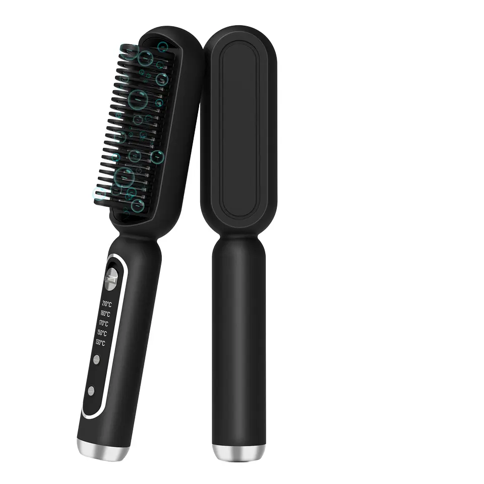 En çok satılan siyah Salon saç düzleştirici erkekler kadınlar için Salon sınıf saç düzleştirme çubuğu çelik ABS kolu plastik tarak ile