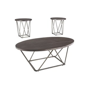 Contemporary Style Architectural Look <strong>3</strong> Pieces Coffee <strong>Table</strong> End <strong>Table</strong> <strong>Set</strong> - Product Image 1