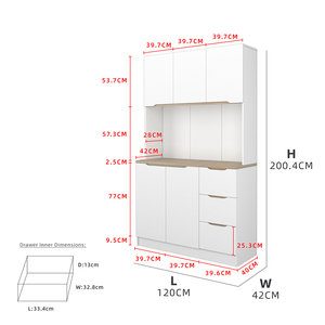 Đầy đủ melamine phong cách mới thiết kế hiện đại chất lượng hàng đầu bảng tủ bếp 5 cửa + 3 ngăn kéo - Product Image 6
