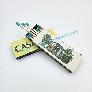 セーフティマッチホテルカスタマイズロゴボックスマッチカラフルバルクデラックスキャンドルマッチ