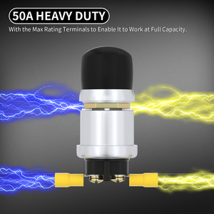 50A 12V/24V Botón de arranque 16MM OFF-(ON) Interruptor de botón momentáneo Interruptor de arranque de botón pulsador impermeable para motor de bocina