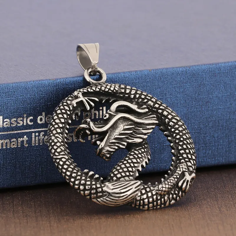 KALEN Pendentif dragon chinois en acier inoxydable punk pour homme