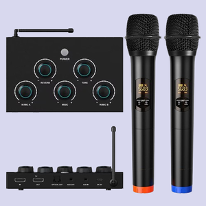 Karaoke chuyên nghiệp âm thanh hiệu ứng âm thanh kỹ thuật số Mixer UHF HD TV karaoke không dây Microphone với microfono Receiver - Product Image 1