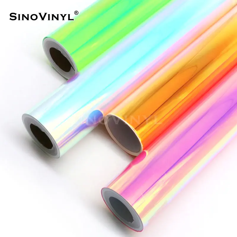 SINOVINYL Têxtil Rainbow Flex Ferro Corte De Transferência De Calor Vinil De Sublimação em Folha HTV PU PET High Film Rohs 20-30 Libra