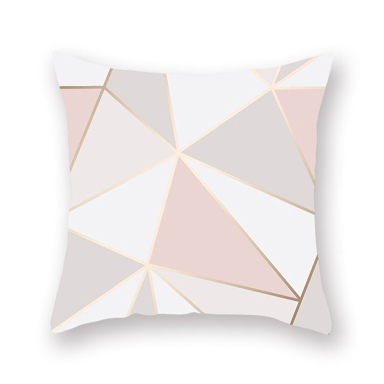ins Nordic style rose gold pink peach skin velvet cushion cover geometric patchwork velvet cushion cover sofa seat cushion cover