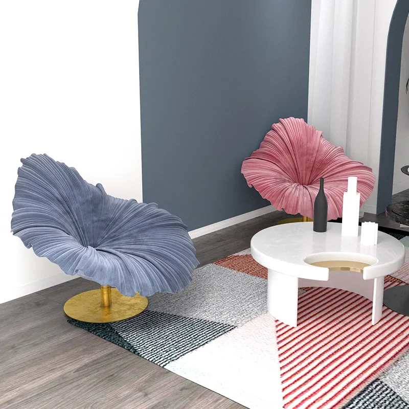 Sanat mobilya fiberglas petal sandalye tasarımcı tek kanepe ışık lüks çiçek döner sandalye otel villa boş sandalye