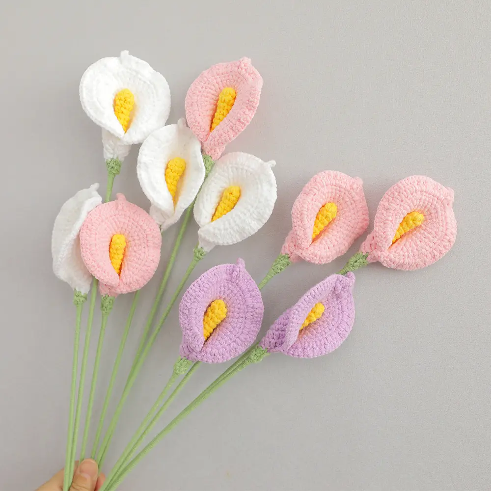 2023 crochet Artificielle Calla Lily Fleurs Real Touch Latex Arrangement Bouquet De Mariage Pièce Maîtresse Chambre Bureau Fête Décor À La Maison