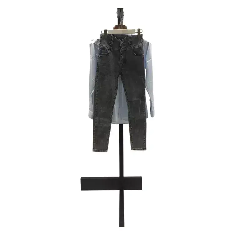 Heavy metal clothing display stand custom black furniture for retail store clothing hanging racks floor for boutique display