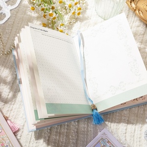 Exquisito cuaderno de encuadernación dura Retro serie A3 estilo impreso con estampado en caliente borla marcapáginas cubierta de papel Página de Color libro mayor de notas - Product Image 4