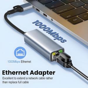 ZOGUO 1Gbps 2-in-1アルミケースUSB 3.0/タイプC RJ45アダプターラップトップデスクトップテレビスマートフォン用イーサネットアダプター - Product Image 3