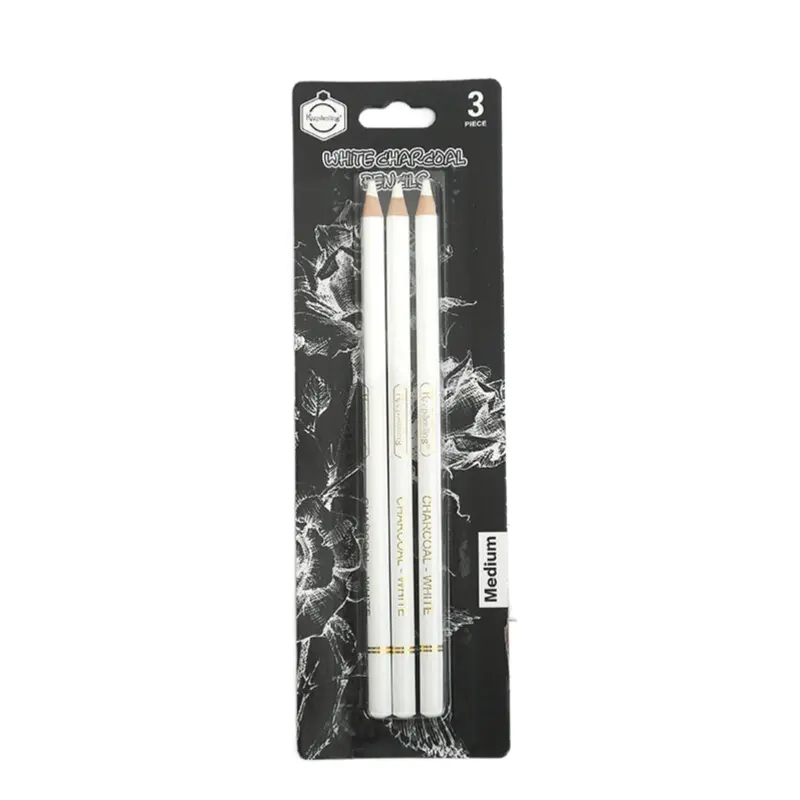 Keep Smiling 3pcs Artist Non-Toxic White Charcoal Standard Pencil Drawing Pencil Set Professional Sketching For Art