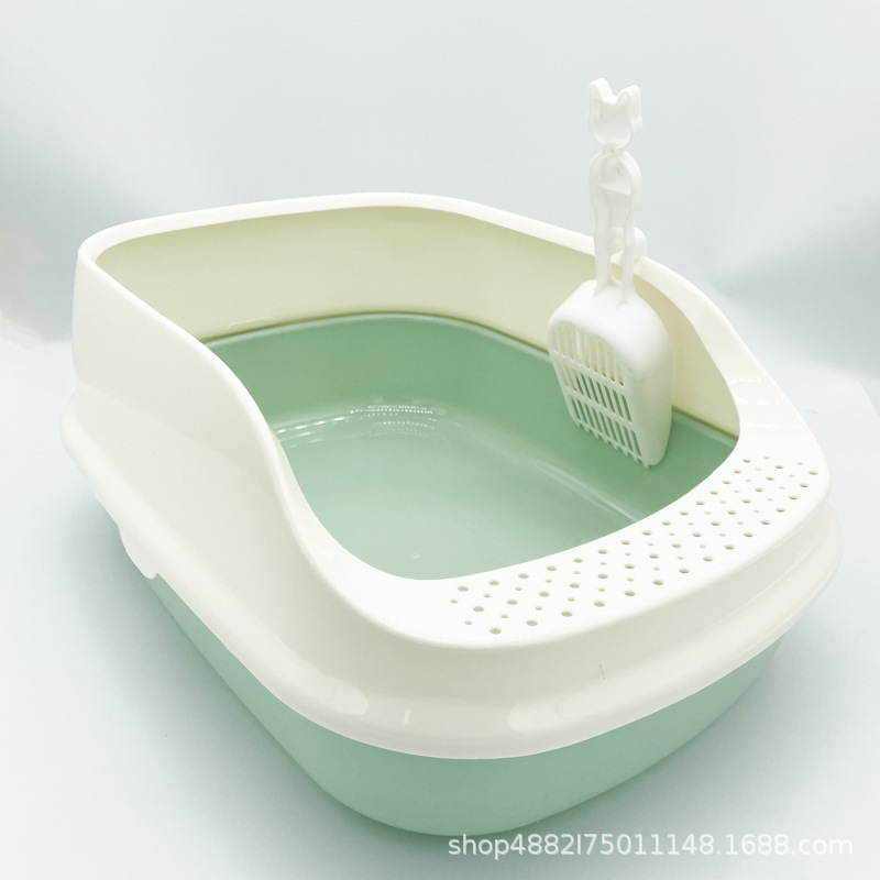 Green Large Round Hole Cat Litter Box
