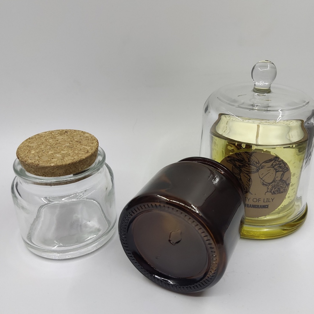 With glass cover candle holder glass jar bottle container golden bell cover