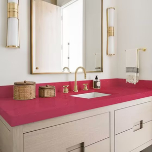 TMZ STONE ODM OEM Quartzo RED Quarzo <strong>1010</strong> Sparkle Red Artificial Quartz for Countertops Vanity Tops - Product Image 4