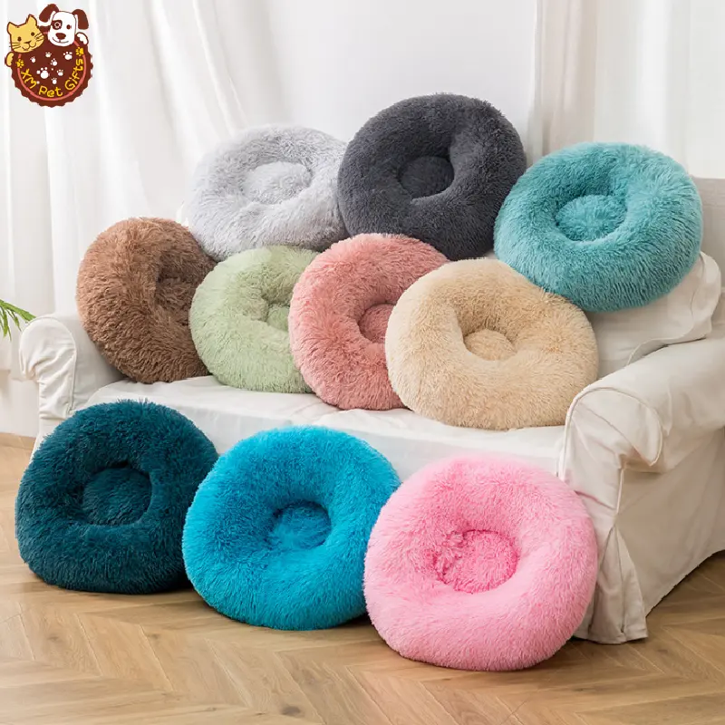 70cm Hot Selling Custom Haustier betten Cosy Donut Wasserdicht Luxus Hund Katzen bett No Slip Buntes Plüsch bett Fluffy