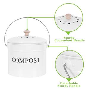 Kapak ve kolu ile Metal kompost Bin mutfak zanaat oturma kompostlama Bin gıda atık Composter Bin Cycler kova filtre ile - Product Image 6