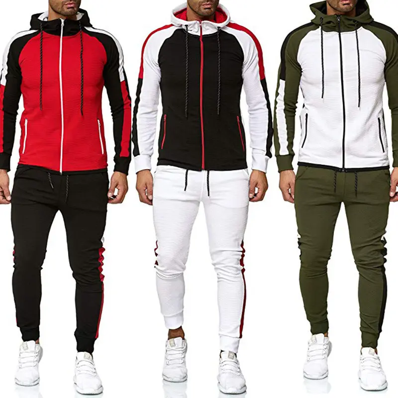 Mode Männer Trainings anzug für Fitness-Training Laufen Sport Hoodie helle Farbe gemischt Sweatshirt