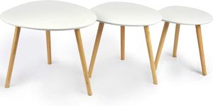 Juego de mesa de centro anidada Blanco Robusto Fácil montaje 3 mesas finales Estilo industrial Maquillaje Vanidades Sala de estar - Product Image 2