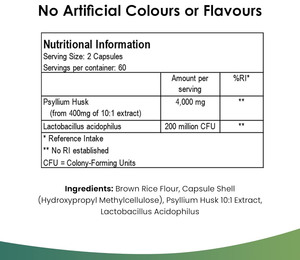 Psyllium Husk <strong>Capsules</strong> With Probiotics Fibre Supplement High Absorbency Strength Contributes Towards Gut and Digestive Health - Product Image 4