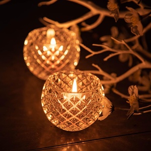 玻璃烛台烛台透明 Tealight 持有人婚礼派对烛台乔迁餐桌房间装饰中心