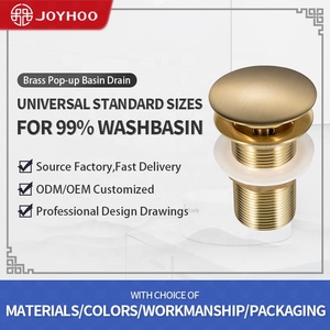 Joyhoo Click Clack scarico per lavello in oro spazzolato scarico per lavabo in ottone Pop-up ad alte prestazioni senza troppopieno - Product Image 2