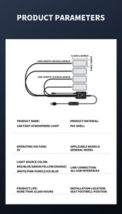 Kablolama olmadan araç monte ortam ışığı, iç dekorasyon USB yedi renk patlayıcı flaş LED ortam müzik ritim ışığı - Product Image 6