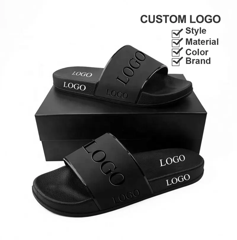 Oemslide-Sandalias deslizantes personalizadas con Logo 3D para hombre, chanclas deslizantes con letras impresas, de alta calidad