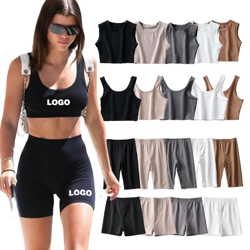 HG1066-chándal sexy de Yoga para mujer, conjunto de entrenamiento, ropa de bicicleta de Fitness, pantalones cortos de motorista, traje, 2 piezas