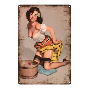 Pinup Poster Sexy Cô Gái Phụ Nữ Retro Mảng Bám Kim Loại Tin Đăng Pin Up Quán Cà Phê Trang Trí Tường Tấm Bar Salon Nhà Hàng Trang Trí Nội Thất - Product Image 6