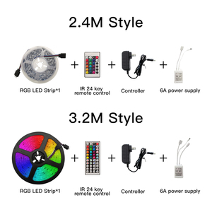 5M akıllı led şerit su geçirmez 5050 RGB 24key ir uzaktan kumanda rengi değişen 16.4ft led şerit ışıkları - Product Image 3