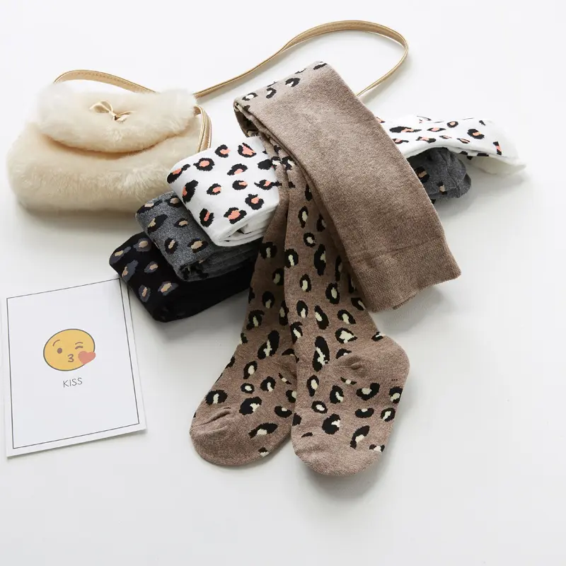 Pantimedias de leopardo para niños y niñas, pantalones de otoño e invierno a la moda