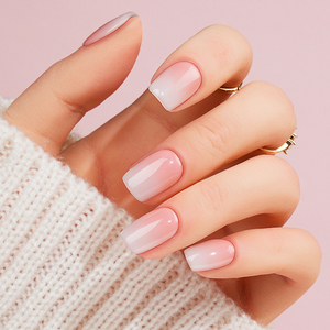 ขายดีที่สุด24ชิ้นกดเจลแบบนิ่มบนเล็บทำด้วยมือแบบ Ombre โลงศพสี่เหลี่ยมฝรั่งเศสแบบแฮนด์เมดเล็บปลอมเจลเทียมแบบกดบนเล็บ - Product Image 3