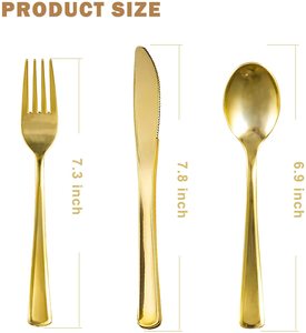 一次性黄金塑料银器餐具餐具 - Product Image 2