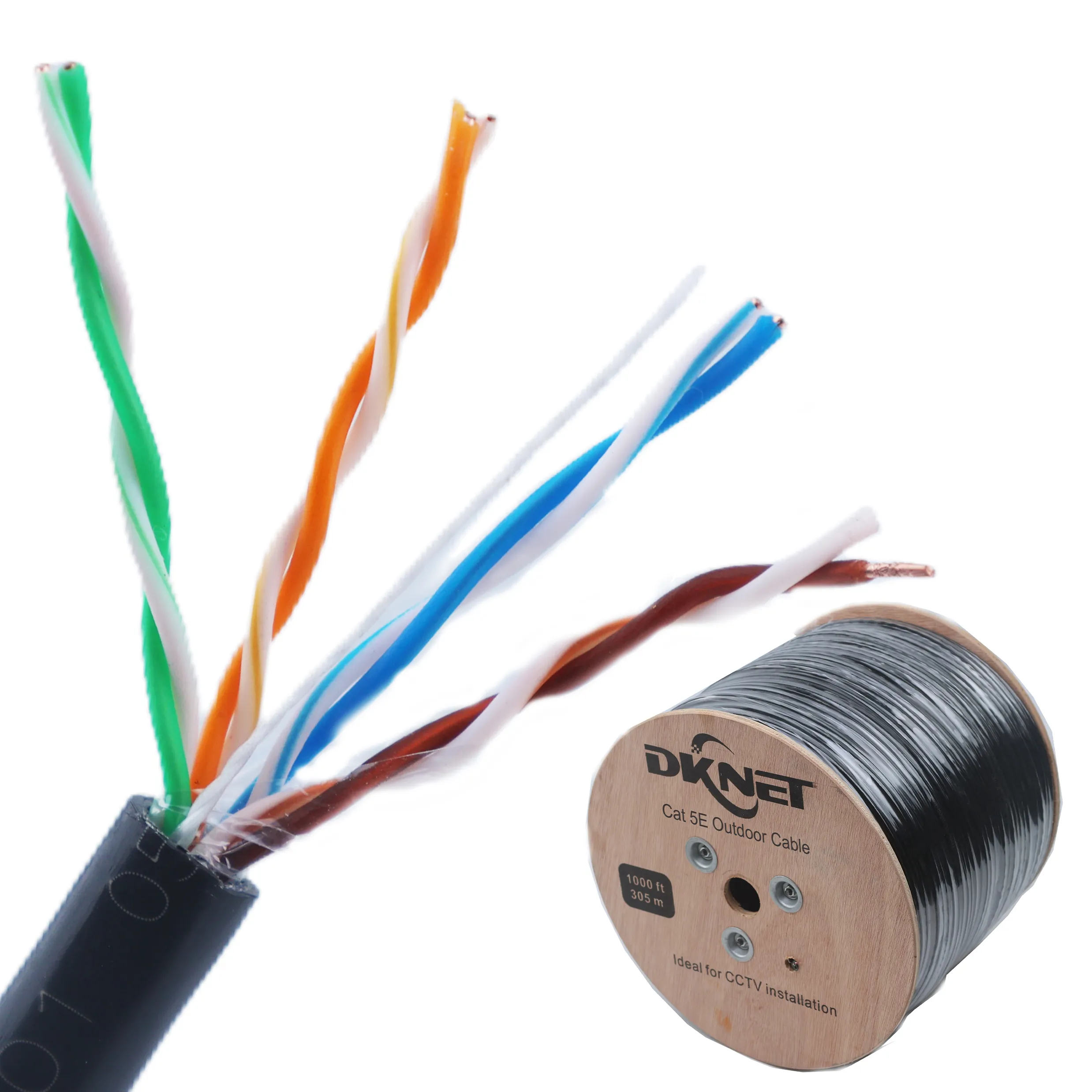 CABLE de red de alta resistencia para exteriores, CABLE de PE UTP 24AWG 4PR CCA LAN CAT5e