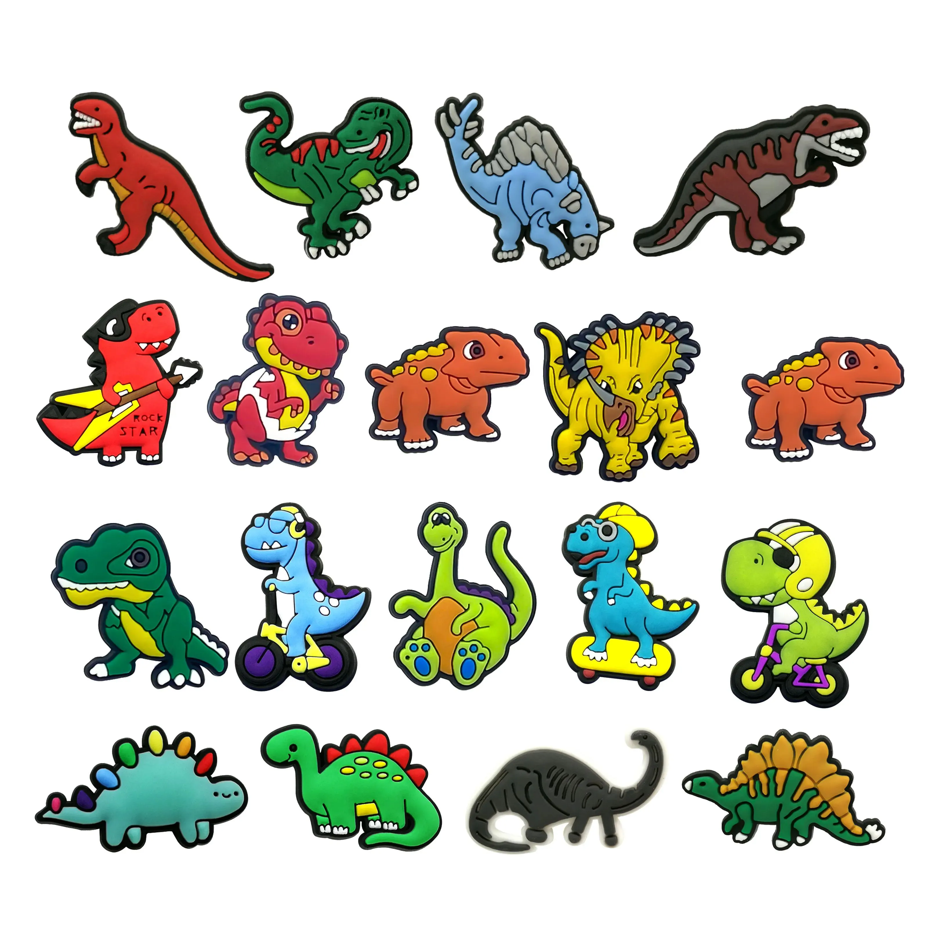 Hyb Kuaji Fabriek Direct Siliconen Diy Uw Eigen Aangepaste Kinderen Geschenken Klomp Charms Groothandel Dinosaurussen Klomp Schoen Bedels