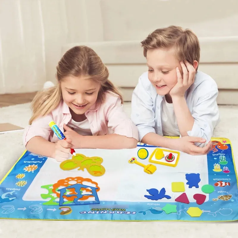 Doodle Mat, grande disegno tappetino da colorare pittura lavagna giocattolo educativo per l'apprendimento regalo per età 3 + bambini ragazzi ragazze oceano