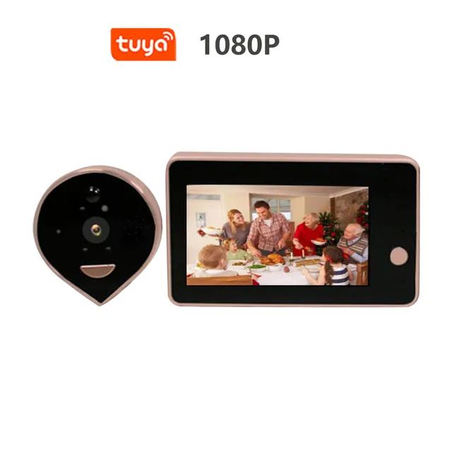 Enxun-cámara de vídeo con mirilla para puerta, 1080P, Monitor LCD de 4,3 pulgadas para apartamento, intercomunicador de protección de seguridad para el hogar