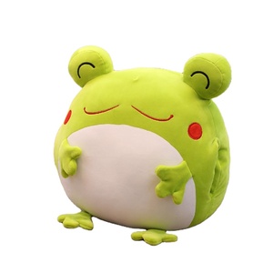 Fabrika özel 12 inç yeşil kurbağa dolması hayvan Plushie oyuncak el sıcak kurbağa şekli peluş yastık - Product Image 5