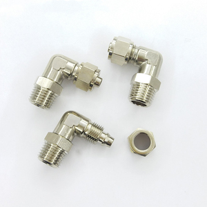 Nickle Plated Brass Compression Pneumatic Elbow for Air <strong>Fluids</strong> 360 Degree Rotary Male Threading to Compression Air <strong>Hose</strong> - Product Image 2