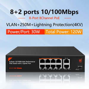 8 Port 10/100M Poe akıllı ağ anahtarı 8 + 2 CH 48V Vlan IEEE802.3 AF/AT NVR CCTV IP kamera desteği OEM/ODM mevcut - Product Image 2