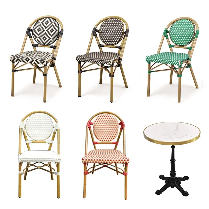 (SP-OC350) открытый патио мебель во французском стиле плетением и алюминиевым каркасом парижском кафе парижском бистро стулья