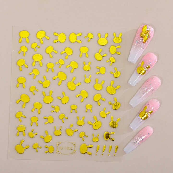 Desain Kustom Pabrik 3D Metalik Emas dan Warna Pelangi Pasokan Stiker Nail Art GMPC dan Stiker Kuku Cina